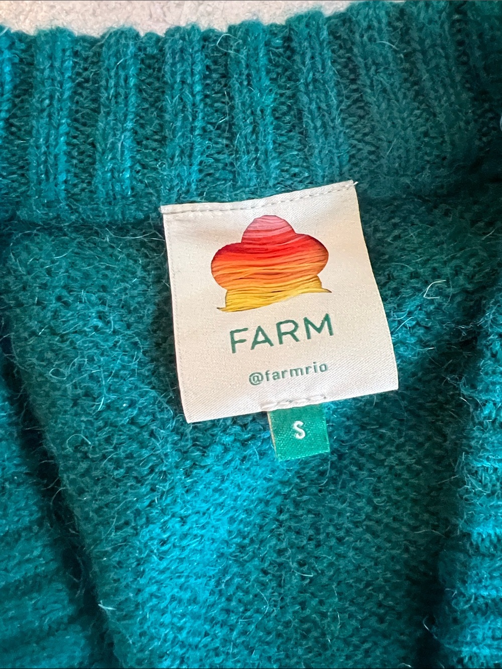 FARM Rio Teal Button-Front V-Neck Sweater - Picture 2 of 5